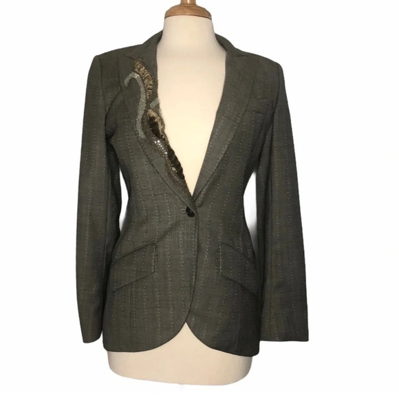 Yigal Azrouel Gray Wool Tuxedo Blazer Size 6 - Picture 11 of 11
